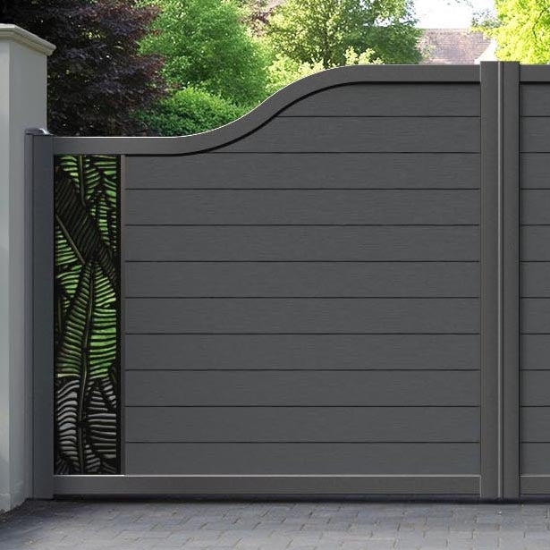 Fusion Feather Curved Top Driveway Gate - Dark Grey - End Screen