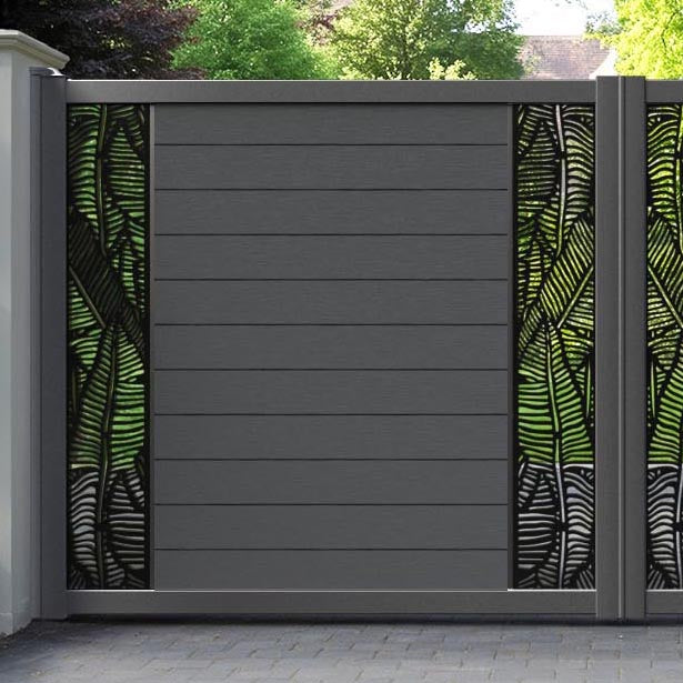 Fusion Feather Straight Top Driveway Gate - Dark Grey - Middle & End Screen