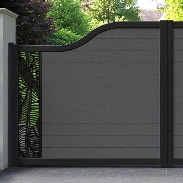 Fusion Feather Curved Top Driveway Gate - Dark Grey - End Screen