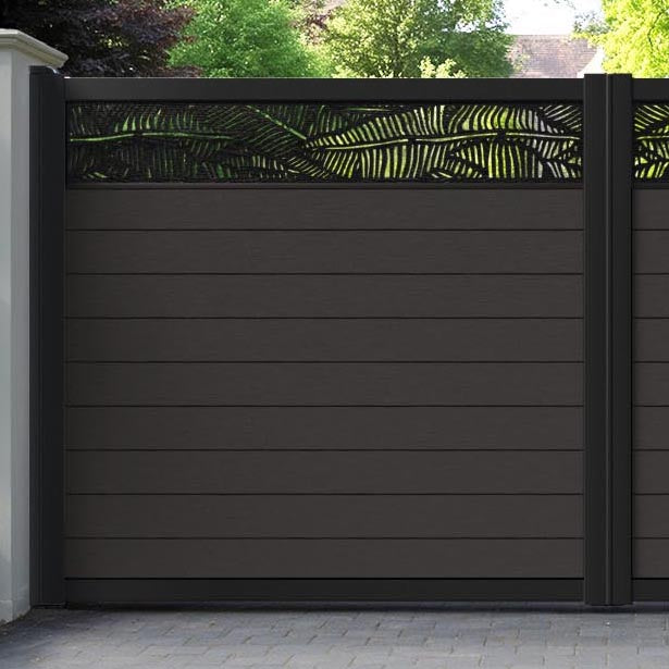 Fusion Feather Straight Top Driveway Gate - Dark Oak - Top Screen