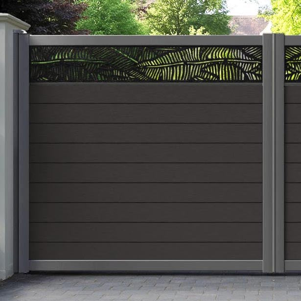 Fusion Feather Straight Top Driveway Gate - Dark Oak - Top Screen