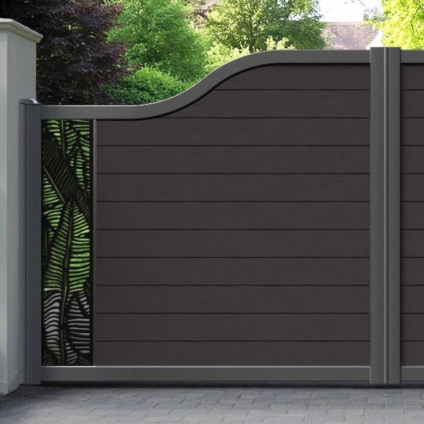 Fusion Feather Curved Top Driveway Gate - Dark Oak - End Screen