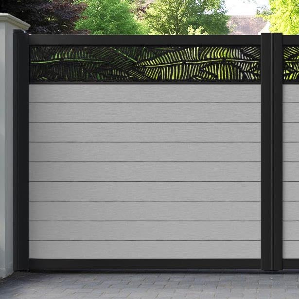 Fusion Feather Straight Top Driveway Gate - Light Grey - Top Screen