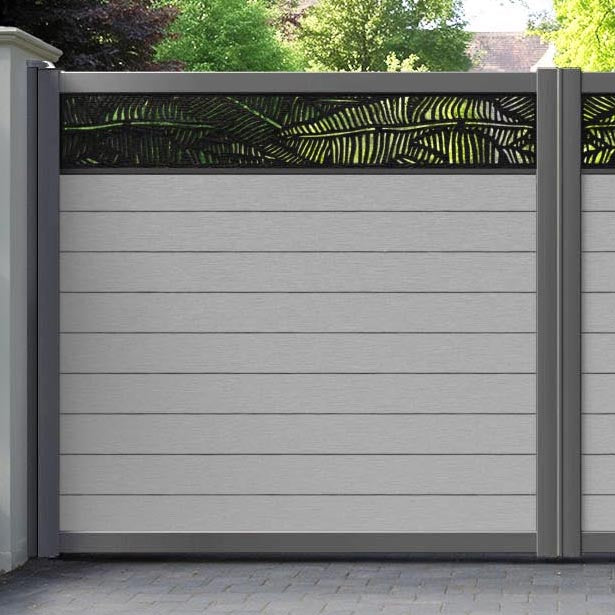 Fusion Feather Straight Top Driveway Gate - Light Grey - Top Screen