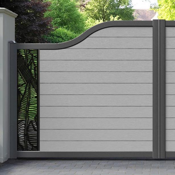 Fusion Feather Curved Top Driveway Gate - Light Grey - End Screen