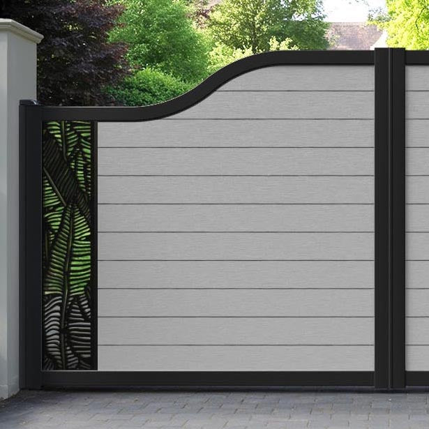 Fusion Feather Curved Top Driveway Gate - Light Grey - End Screen