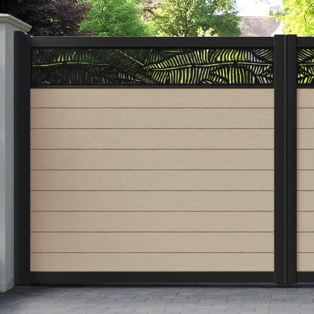 Fusion Feather Straight Top Driveway Gate - Light Oak - Top Screen