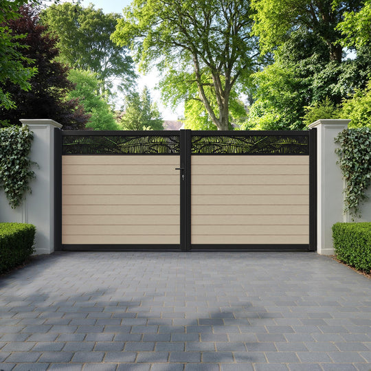 Fusion Feather Straight Top Driveway Gate - Light Oak - Top Screen