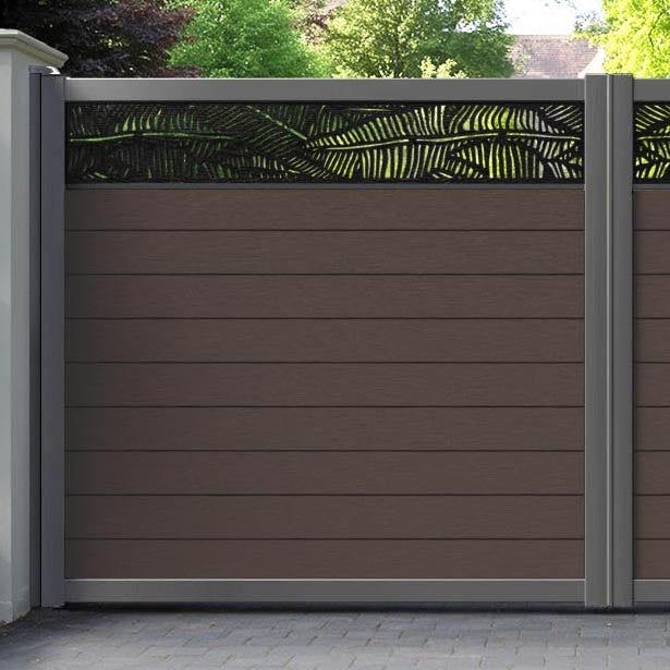Fusion Feather Straight Top Driveway Gate - Mid Brown - Top Screen
