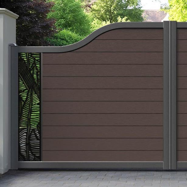 Fusion Feather Curved Top Driveway Gate - Mid Brown - End Screen