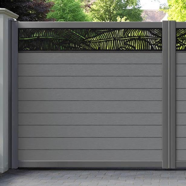 Fusion Feather Straight Top Driveway Gate - Mid Grey - Top Screen