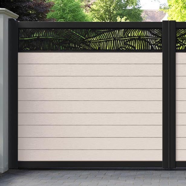 Fusion Feather Straight Top Driveway Gate - Mid Stone - Top Screen