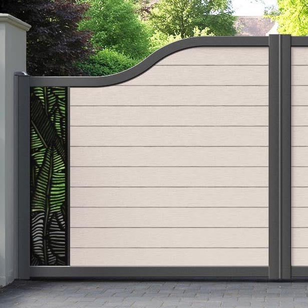 Fusion Feather Curved Top Driveway Gate - Mid Stone - End Screen