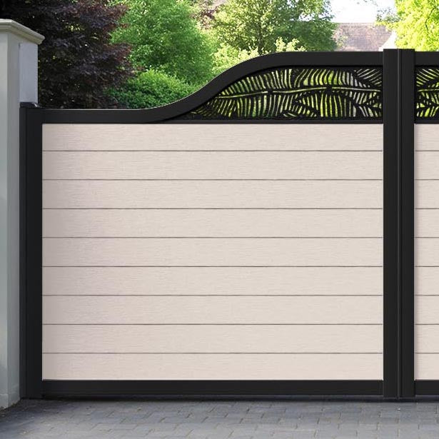 Fusion Feather Curved Top Driveway Gate - Mid Stone - Top Screen