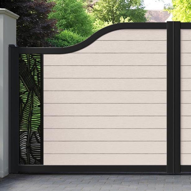 Fusion Feather Curved Top Driveway Gate - Mid Stone - End Screen