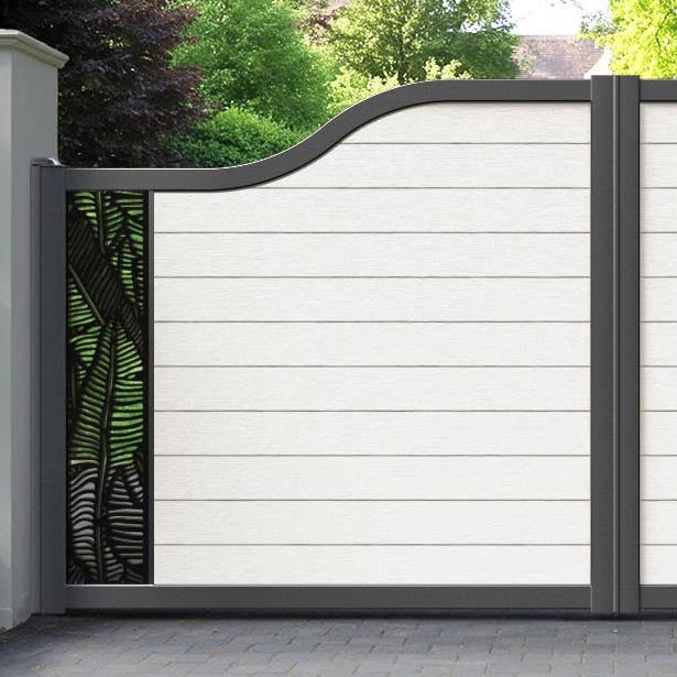 Fusion Feather Curved Top Driveway Gate - Light Stone - End Screen