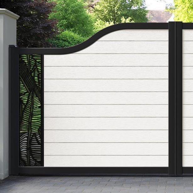 Fusion Feather Curved Top Driveway Gate - Light Stone - End Screen