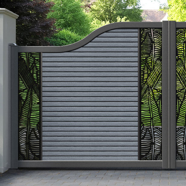 Hudson Feather Curved Top Driveway Gate - Anthracite - Middle & End Screen