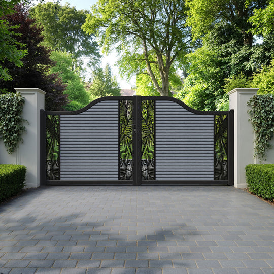Hudson Feather Curved Top Driveway Gate - Anthracite - Middle & End Screen