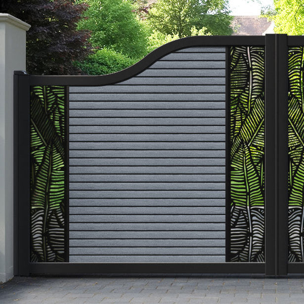 Hudson Feather Curved Top Driveway Gate - Anthracite - Middle & End Screen