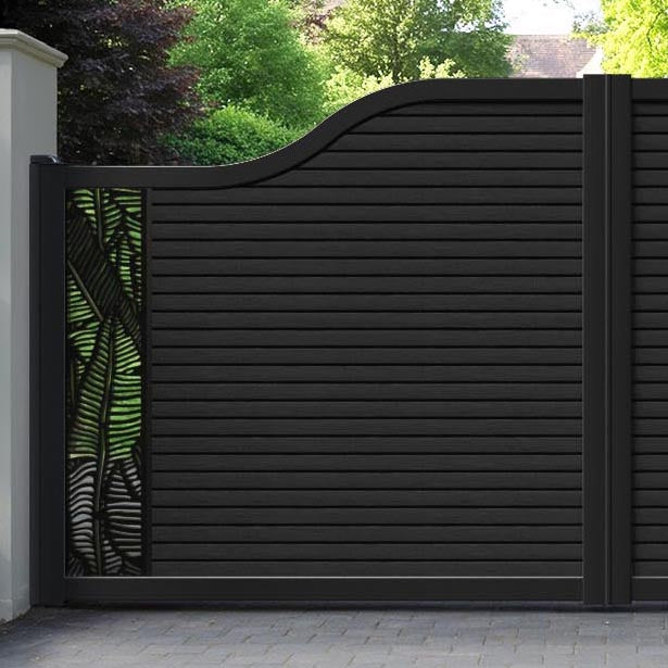 Hudson Feather Curved Top Driveway Gate - Black - End Screen