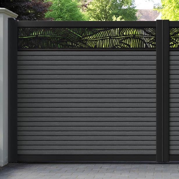 Hudson Feather Straight Top Driveway Gate - Dark Grey - Top Screen