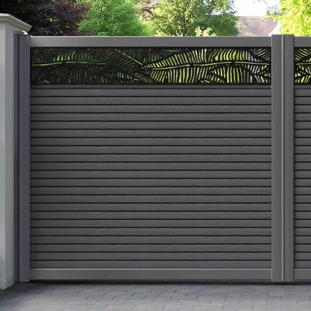 Hudson Feather Straight Top Driveway Gate - Dark Grey - Top Screen