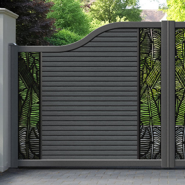 Hudson Feather Curved Top Driveway Gate - Dark Grey - Middle & End Screen