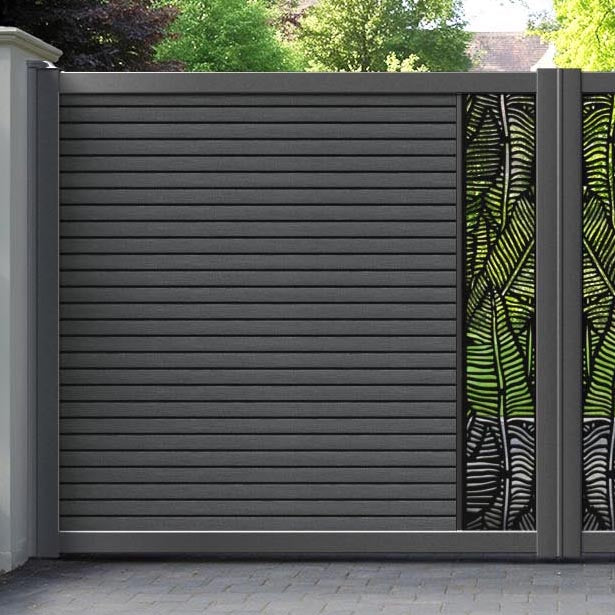 Hudson Feather Straight Top Driveway Gate - Dark Grey - Middle Screen