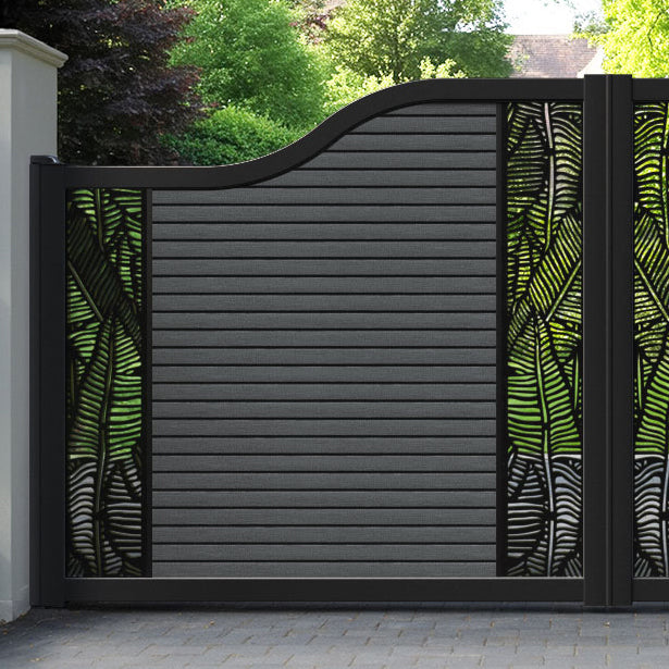 Hudson Feather Curved Top Driveway Gate - Dark Grey - Middle & End Screen
