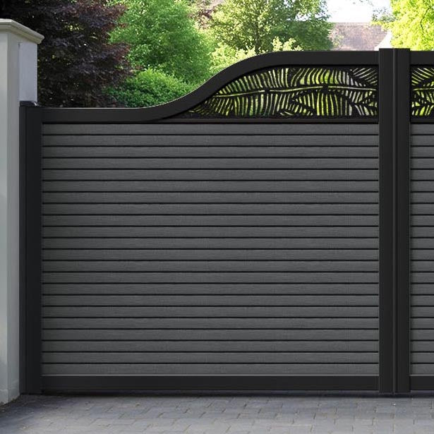 Hudson Feather Curved Top Driveway Gate - Dark Grey - Top Screen