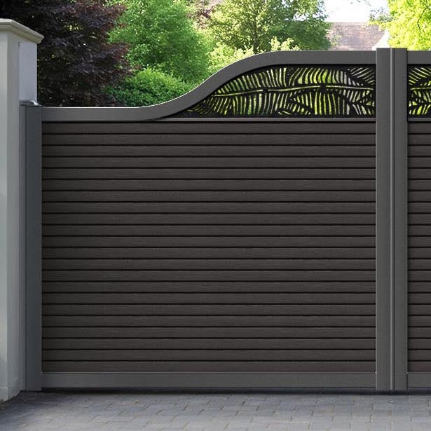 Hudson Feather Curved Top Driveway Gate - Dark Oak - Top Screen
