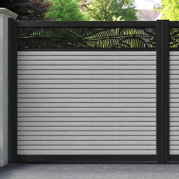 Hudson Feather Straight Top Driveway Gate - Light Grey - Top Screen