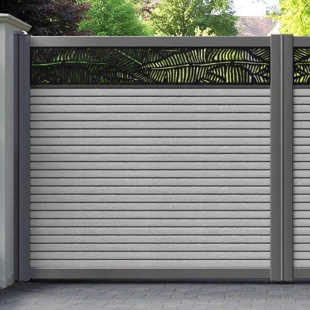 Hudson Feather Straight Top Driveway Gate - Light Grey - Top Screen