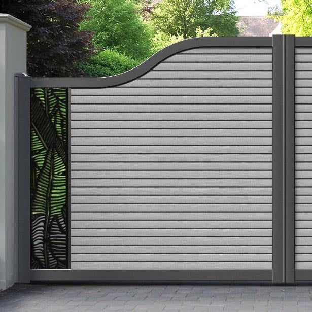 Hudson Feather Curved Top Driveway Gate - Light Grey - End Screen