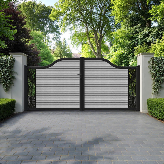 Hudson Feather Curved Top Driveway Gate - Light Grey - End Screen
