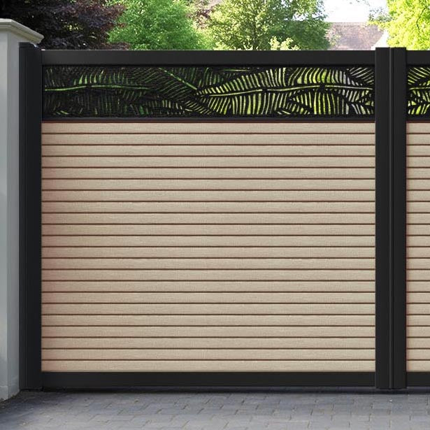 Hudson Feather Straight Top Driveway Gate - Light Oak- Top Screen