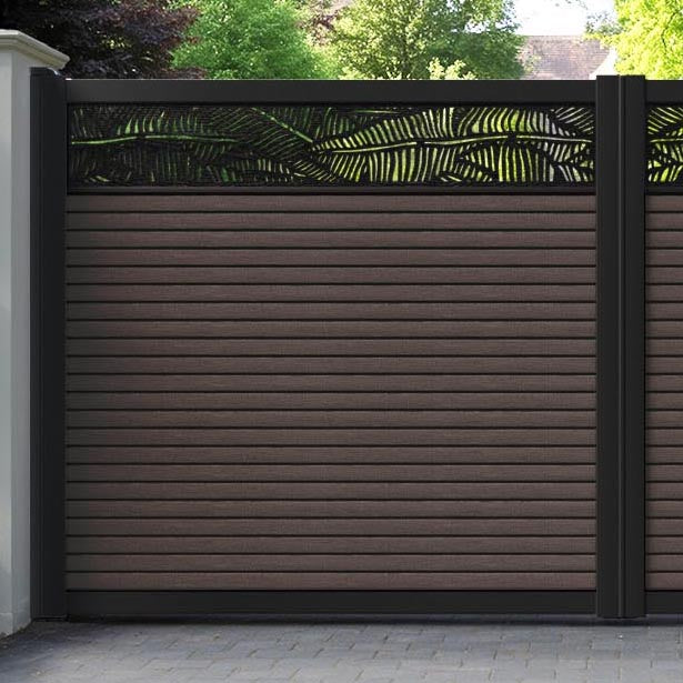 Hudson Feather Straight Top Driveway Gate - Mid Brown - Top Screen