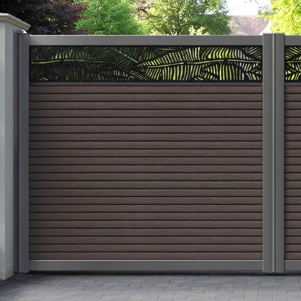 Hudson Feather Straight Top Driveway Gate - Mid Brown - Top Screen