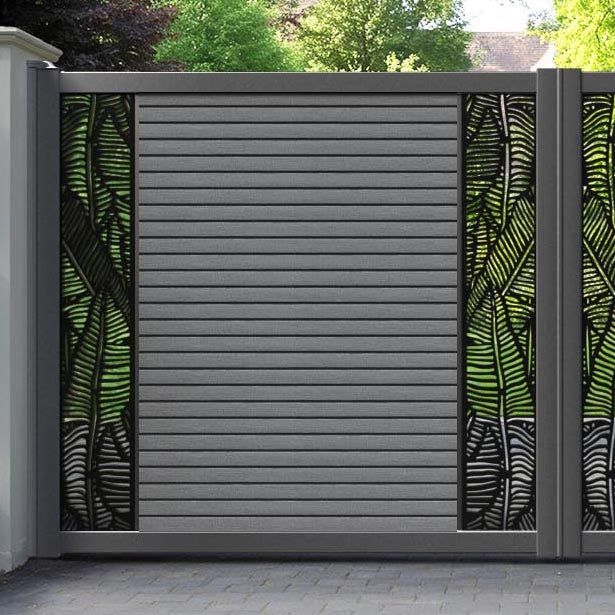 Hudson Feather Straight Top Driveway Gate - Mid Grey - Middle & End Screen