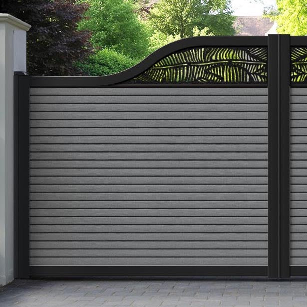 Hudson Feather Curved Top Driveway Gate - Mid Grey - Top Screen