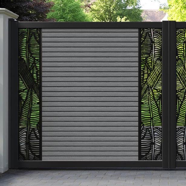 Hudson Feather Straight Top Driveway Gate - Mid Grey - Middle & End Screen