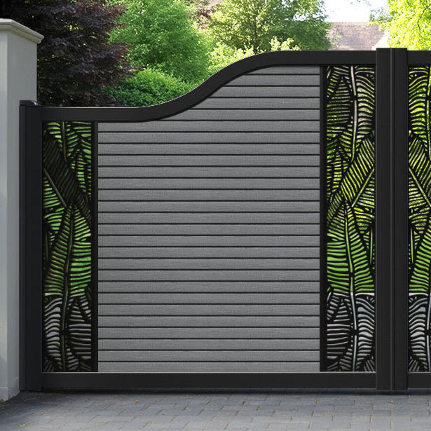 Hudson Feather Curved Top Driveway Gate - Mid Grey - Middle & End Screen