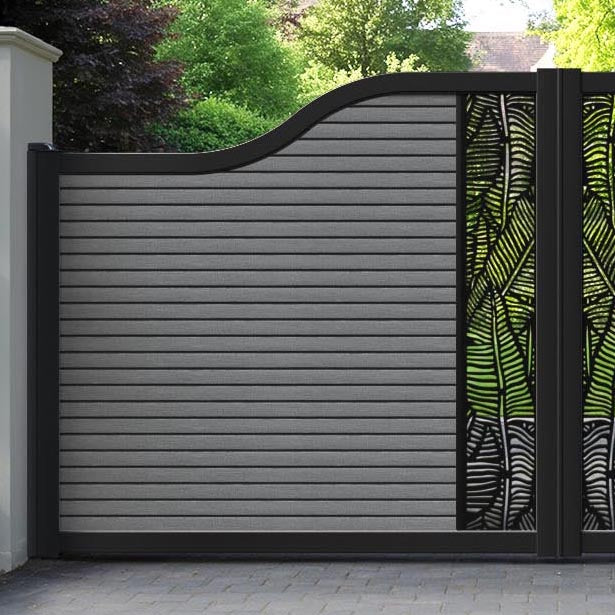 Hudson Feather Curved Top Driveway Gate - Mid Grey - Middle Screen