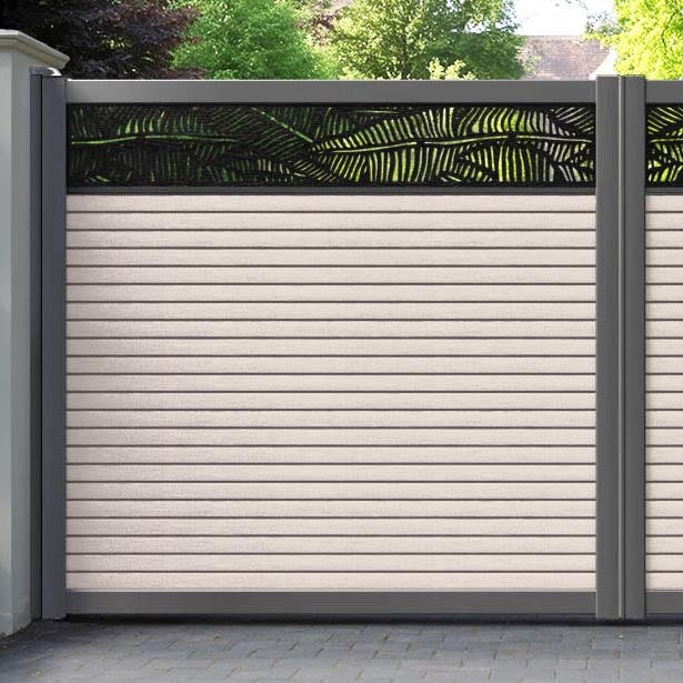 Hudson Feather Straight Top Driveway Gate - Mid Stone - Top Screen