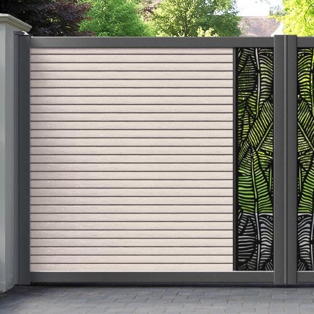 Hudson Feather Straight Top Driveway Gate - Mid Stone - Middle Screen