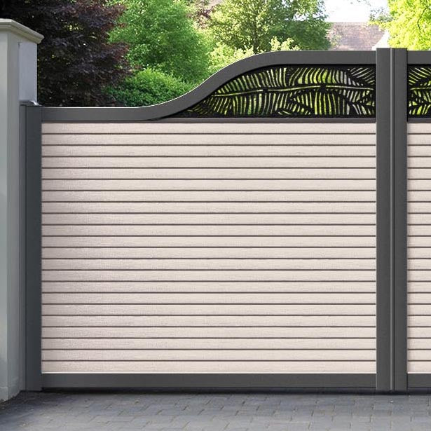Hudson Feather Curved Top Driveway Gate - Mid Stone - Top Screen