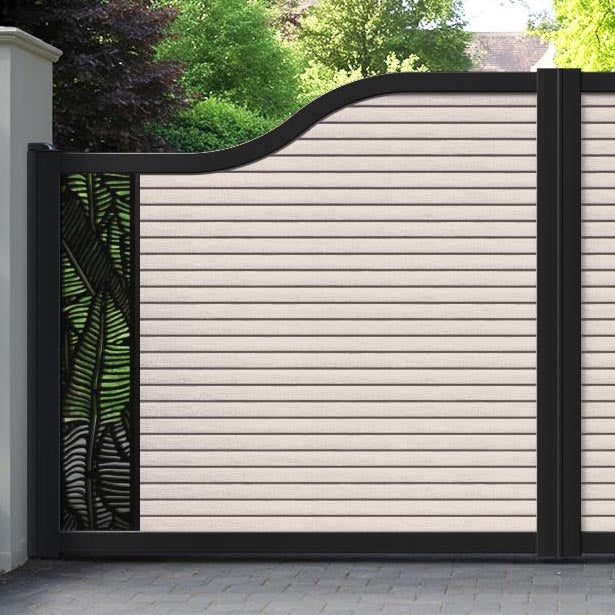 Hudson Feather Curved Top Driveway Gate - Mid Stone - End Screen