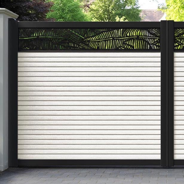 Hudson Feather Straight Top Driveway Gate - Light Stone - Top Screen