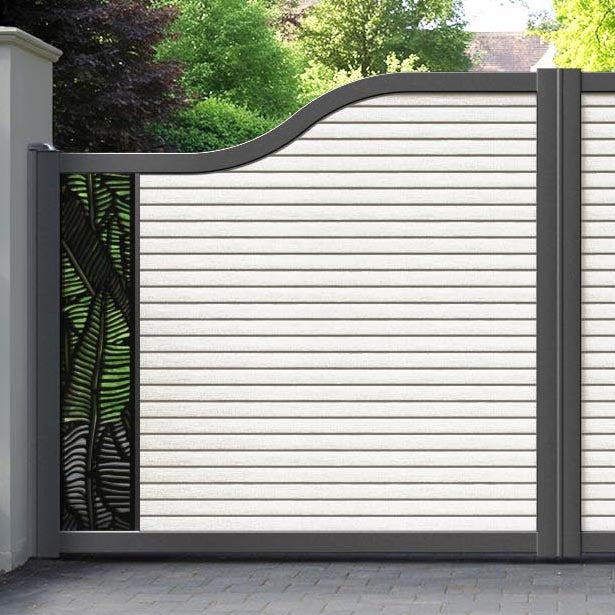 Hudson Feather Curved Top Driveway Gate - Light Stone - End Screen